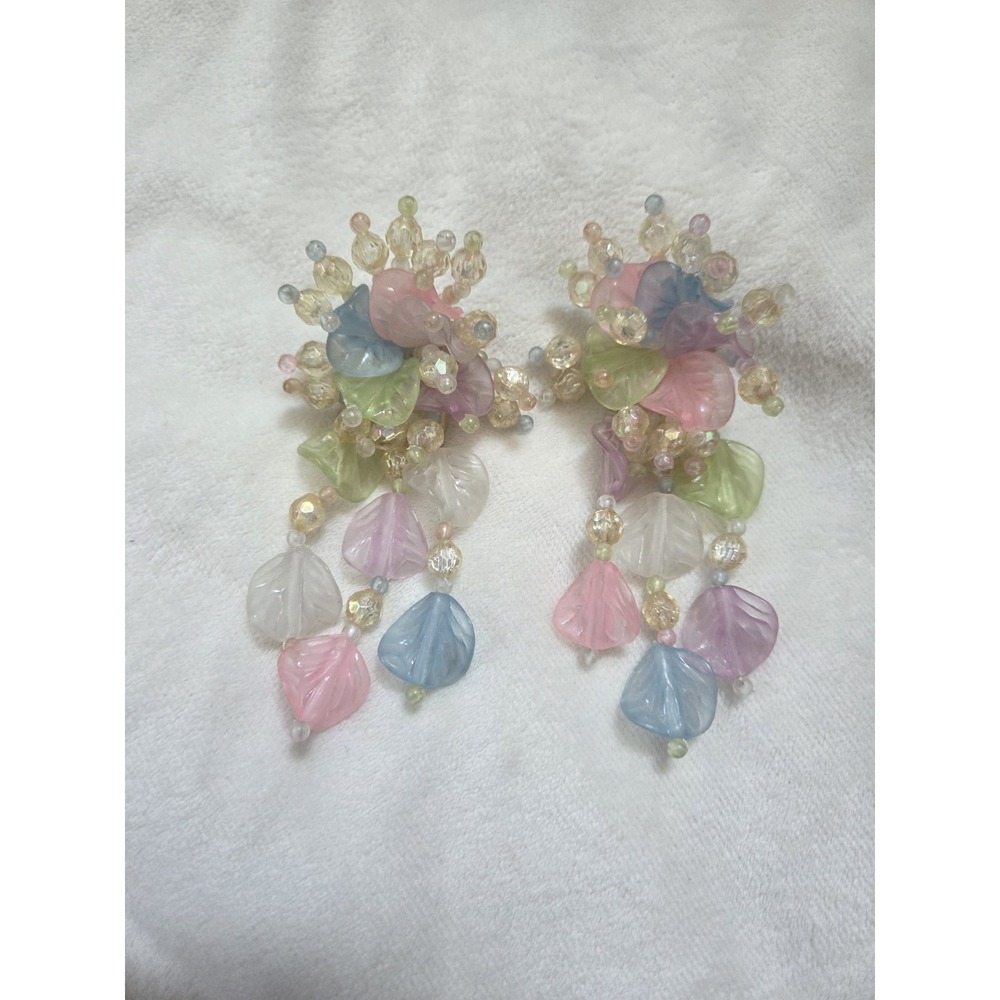 Vintage Pastel cluster dangle earrings Whimsical Fruit Salad Fairy core